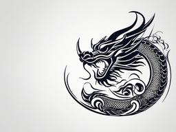 Vietnamese Dragon Tattoo - Tattoo inspired by Vietnamese dragon motifs.  simple color tattoo,minimalist,white background