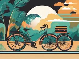 Summer Bike Ride clipart - Biking along a scenic route, ,vector color clipart,minimal