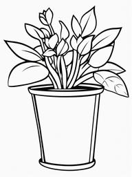 Plant Coloring Pages - Plant in a pot  simple coloring pages