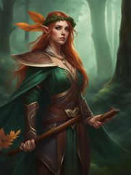 elowen starseeker, a half-elf druid, is restoring balance to a corrupted forest plagued by dark magic. 
