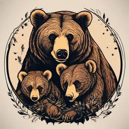 momma bear and cub tattoo  simple vector color tattoo