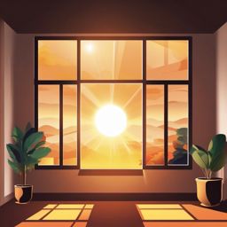 Sunlight Clipart,Illuminating a digital room design  simple, 2d flat