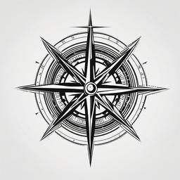 American Traditional Compass Tattoo - Traditional American-style compass tattoo.  simple vector tattoo,minimalist,white background