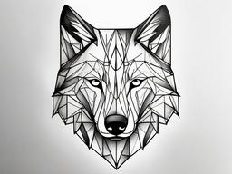 Geometric Wolf Tattoo Drawing - A hand-drawn and detailed geometric wolf tattoo.  simple color tattoo design,white background