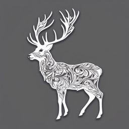 Deer Sticker - A majestic deer with antlers. ,vector color sticker art,minimal