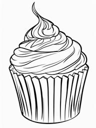 Cupcake Coloring Pages - Cupcake baking in the oven  simple coloring pages