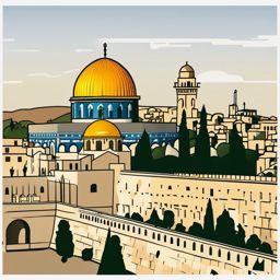 Jerusalem clipart - Western Wall and Dome of the Rock in Israel, ,color clipart vector style