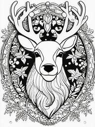 Reindeer Color Sheet  outling,coloring pages,black and whit