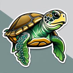 Green Sea Turtle cartoon - gentle marine turtle with greenish skin  cartoon sticker style