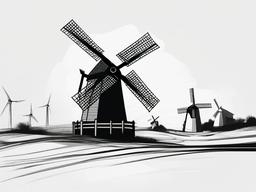 drawings of windmills  minimal rough sketch scribbles,doodles,black and white