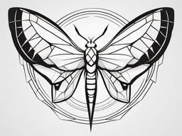 Geometric Luna Moth Tattoo - Geometrically styled luna moth tattoo.  simple vector tattoo,minimalist,white background