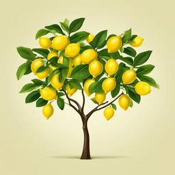 Lemon clipart - lemon tree with bright yellow fruit  color,minimalist,vector clipart