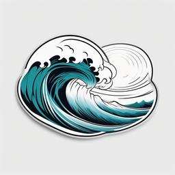 Wave Temporary Tattoo - Experiment with a temporary tattoo featuring a captivating and temporary wave design.  simple vector color tattoo,minimal,white background