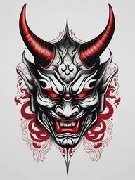 Best Hannya Mask Tattoo - A standout and exemplary Hannya mask tattoo design.  simple color tattoo,white background,minimal