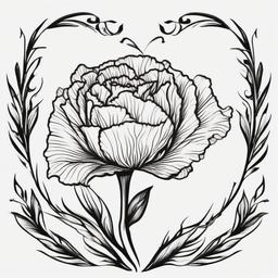Carnation Flower Tattoo - Tattoo featuring the carnation flower, symbolizing love and admiration.  simple color tattoo,minimalist,white background