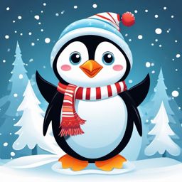 Cute Penguin in a Frosty Wonderland  clipart, simple