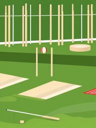 Cricket Wickets and Stumps Clipart - Cricket wickets and stumps on the pitch.  color vector clipart, minimal style