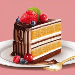 Cake clipart - slice of cake on a plate  