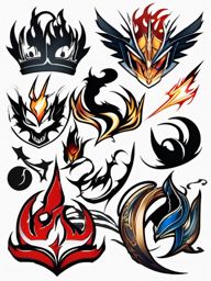 fairy tail anime tattoo ideas  simple color tattoo style,white background