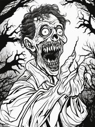 Horror Coloring Pages - Zombie reaching out with creepy hands  simple coloring pages