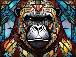 Stained Glass Gorilla - Gorilla with intense stare  