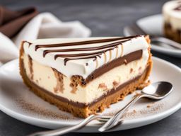 slice of decadent tiramisu cheesecake, blending the flavors of tiramisu and cheesecake. 