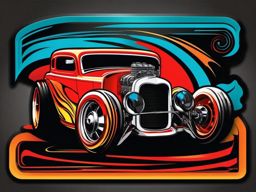 Hot Rod Flames Sticker - Speed and style, ,vector color sticker art,minimal