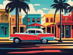 Little Havana Miami sticker- Vibrant neighborhood with a Cuban influence in Miami, Florida, , sticker vector art, minimalist design