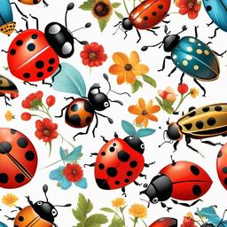 Ladybug clipart - ladybug playing with other cartoon insects  