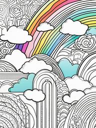 Rainbow Coloring Page - Rainbow design featuring various textures.  easy,simple,minimal,coloring pages,black and white outline