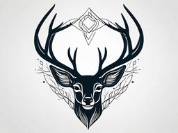 Deer Heartbeat Tattoo - Embrace nature-inspired elegance with a tattoo featuring a heartbeat line and the graceful silhouette of a deer.  simple vector color tattoo,minimal,white background