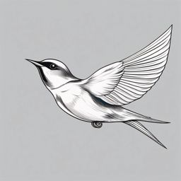 Swallow Tattoo - Swallow swooping through the sky in flight  few color tattoo design, simple line art, design clean white background