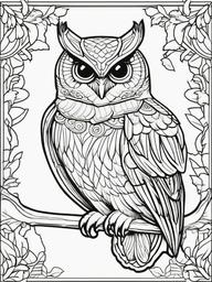 Owl Coloring Pages - Owl with a bat  simple coloring pages