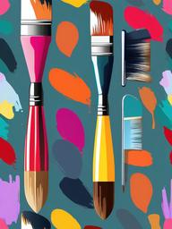 Paint Brush clipart - paintbrush with bright colored strokes  color,minimalist,vector clipart