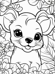 Puppy and Mouse Coloring Pages - Sweet Friendship Between Puppy and Mouse  minimal black outline printable sheet, coloring page