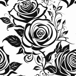 Rose and vine tattoo, Tattoos combining vines with the elegance of roses.  color, tattoo patterns, white clean background