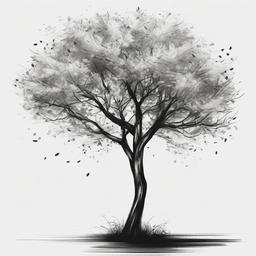 sketch of a tree with leaves  minimal rough sketch scribbles,doodles,black and white