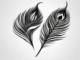 Black and White Peacock Feather Tattoo - Peacock feather in black and white.  simple vector tattoo,minimalist,white background