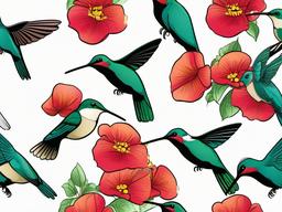 Hummingbird Cartoon - Cartoon of hummingbird sipping nectar  