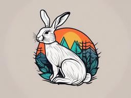 wild rabbit tattoo  minimalist color tattoo, vector