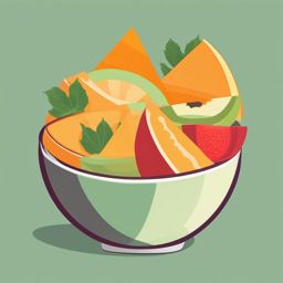 Cantaloupe in a Fruit Salad Bowl Clipart - Cantaloupe slices in a fruit salad bowl.  color vector clipart, minimal style