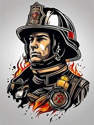 cool fireman tattoos  simple color tattoo,white background