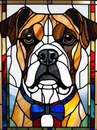 Stained Glass Boxer Dog - Celebrate the loyalty and energy of Boxer dogs with stained glass art, featuring these charismatic canines in colorful and lively designs.  