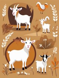 Goats on the Farm clipart - Group of playful goats, ,vector color clipart,minimal