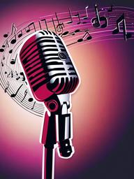 Microphone clipart - microphone with music notes in the background  