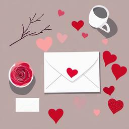 February clipart - handwritten love letter on a table  color,minimalist,vector clipart