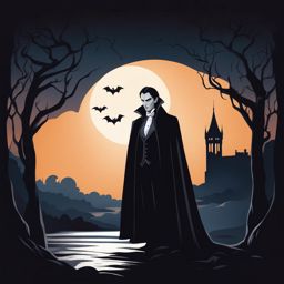 vampire in moonlight - illustrate a vampire character bathed in eerie moonlight, lurking in the shadows of the night. 