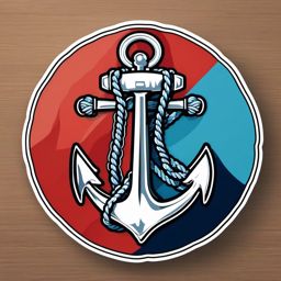 Anchor and Rope Knot Sticker - Nautical anchor with a intricately tied rope knot, ,vector color sticker art,minimal