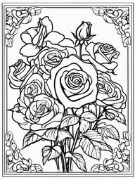 Rose Coloring Pages - Rose bouquet with other flowers in it  simple coloring pages