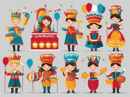 Celebration clipart - festival parade with floats and costumes  color,minimalist,vector clipart